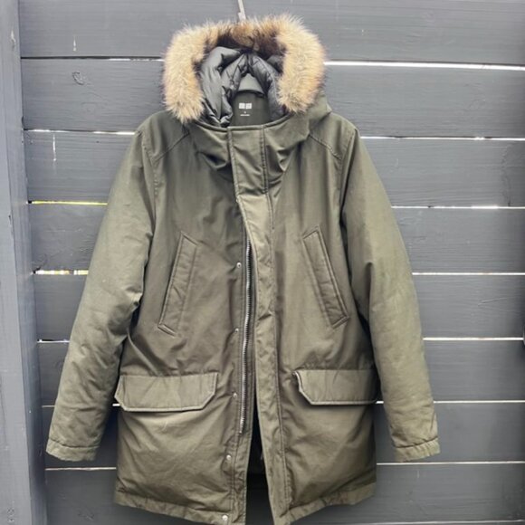 Uniqlo Olive Green Men's Down Parka Jacket (Size S) - Picture 1 of 6